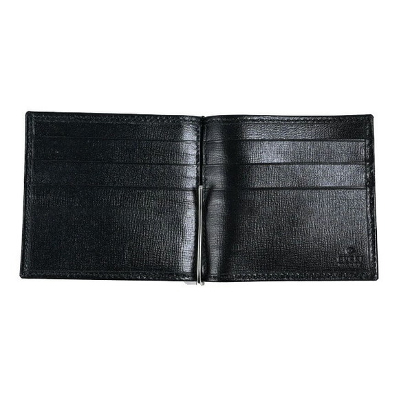 Gucci GG Supreme Money Clip Type Bifold Wallet Calfskin Black - Picture 2 of 2